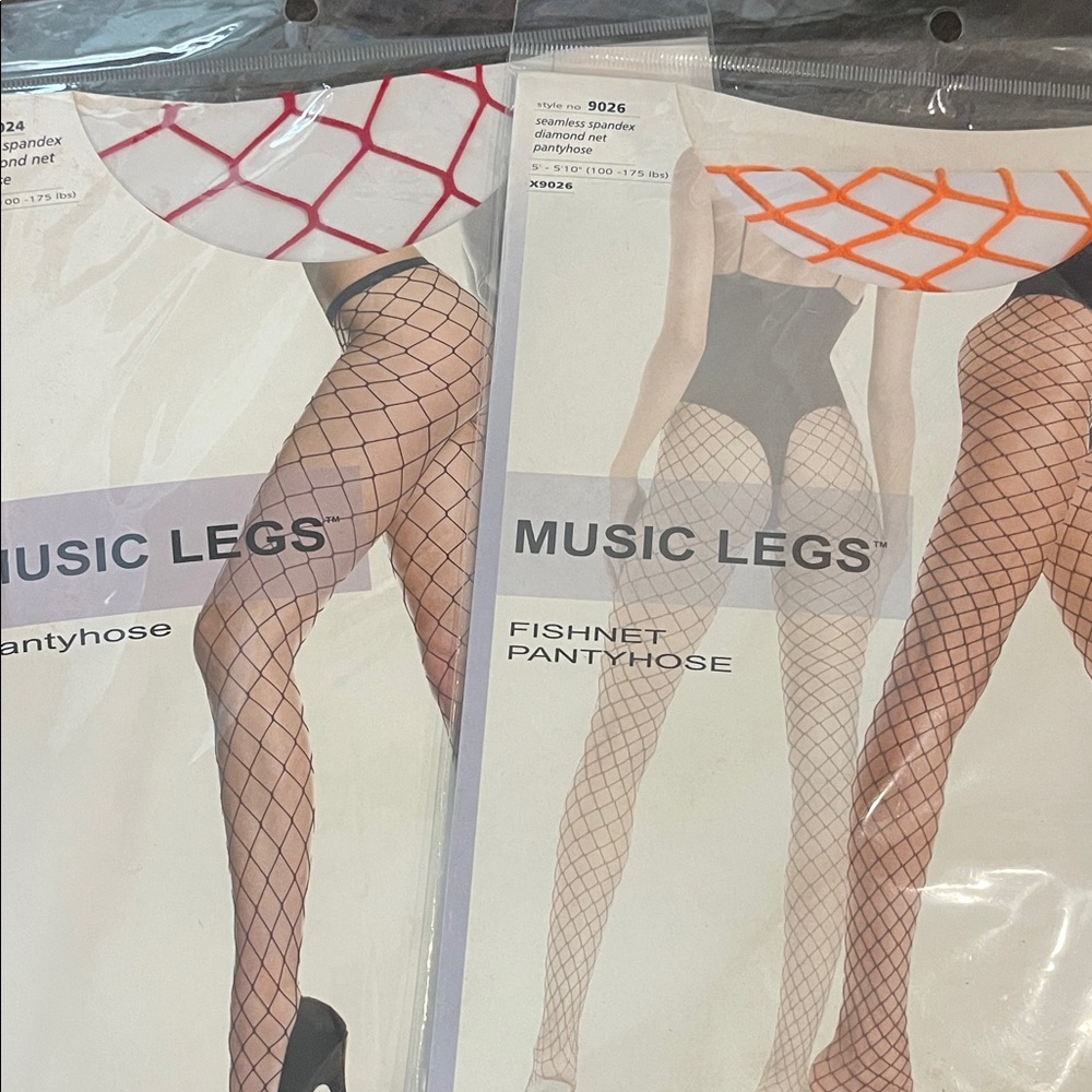 Music Legs Red and Orange Fishnet Pantyhose